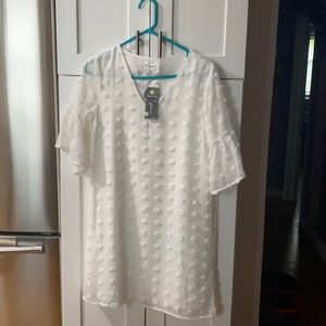 White Polk dot knee length dress size small